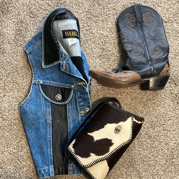 Vintage Isabel Genuine Leather and Denim Women’s Vest - Picture 8 of 8